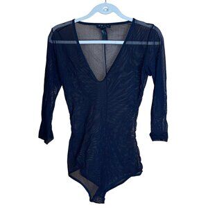 Shan Womens Bodysuit Size 10 Black Do You Think Im Sexy Stretch Mesh Casual